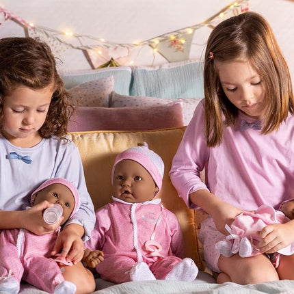 JC Toys - Hispanic La Baby Doll 40 cm Has Soft and Washable Body, Magic Bottle and Pacifier, Pink and White, Designed in Spain, 12 Months