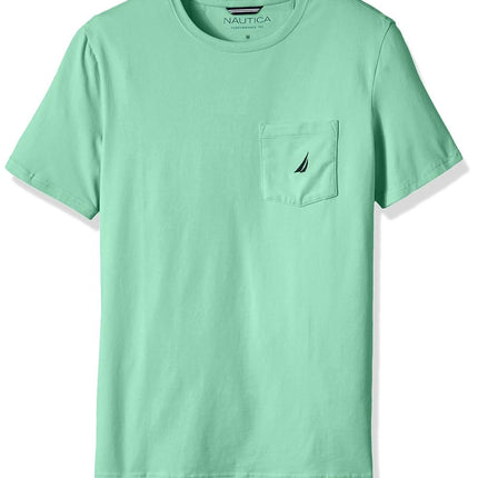 Nautica Men's Solid Crew Neck Short Sleeve Pocket 