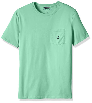 Nautica Men's Solid Crew Neck Short-Sleeve Pocket 