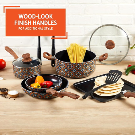 IMUSA Juego de utensilios de cocina de 10 piezas con diseño de Talavera mexicana y herramientas