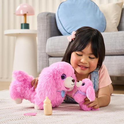 ScruffaLuvs Mom & Baby Scruffs - Dachshund - Plush Toys, Wash to Reveal a Dachshund Family, 1 in 10 chance to find twins. 4 Accessories & 25cm Deluxe Pet Carrier, Nurture, Care & Play, Gift for Kids