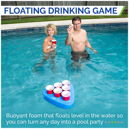 SwimWays Kelsyus Floating Beer Pong Adult Drinking Game Set, Color May Vary