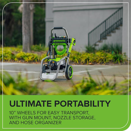 Greenworks Pro Brushless 3000 PSI (CSA Certified) 2.0 GPM Max / 1.1 GPM Electric Pressure Washer (Foldable Handles, Rugged Steel Frame, 25 FT Hose, 35 FT GFCI Power Cord)