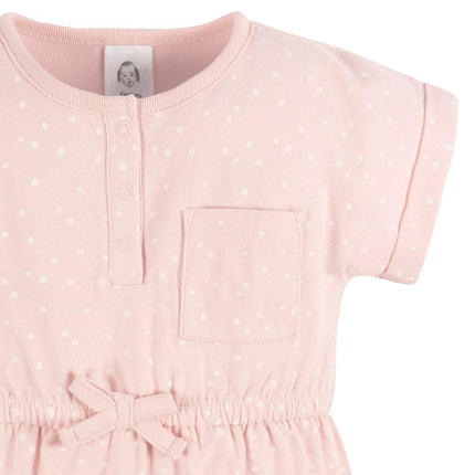Gerber Baby Girls Sleeveless and Short Sleeve Romper Set, Shells, 24 Months