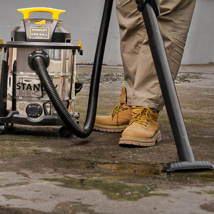 Stanley Wet/Dry Hanging Vacuum, 4.5 Gallon, 4 Horsepower, Stainless Steel Tank