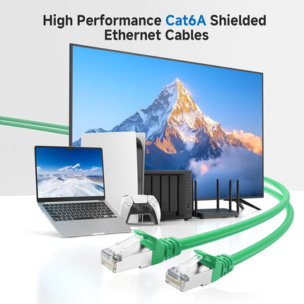 Cable Matters 10Gbps Snagless Shielded Cat 6A Ethernet Cable - 10ft, Cat 6A Cable, Cat6A Cord, Ethernet Cord, Green
