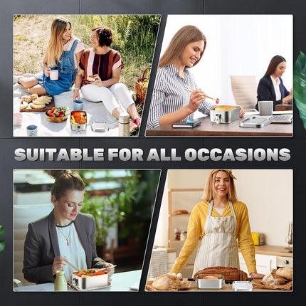 Umigy 12 Pcs Stainless Steel Food Containers 550/850/1400/2400 ml Metal Bento Lunch Box Stainless Steel Food Storage Containers, Lockable Clips to Leak Proof, Reusable Dishwasher Snack Boxes for Work