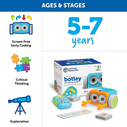 Learning Resources LER2936 Botley The Coding Robot, Coding STEM Toy, 45 Piece Coding Set, Ages 5+, Multicolor
