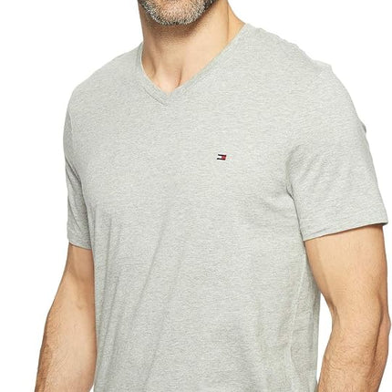 Tommy Hilfiger mens09T3140Core Flag V-Neck Tee Short Sleeve Pajama Top - Gray - S