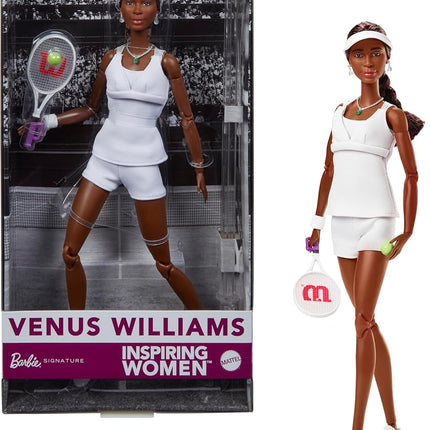 Barbie Inspiring Women Series, Venus Williams Fashion Doll With Signature Tennis Uniform and Racket, Includes Displayable Packaging, HRM49