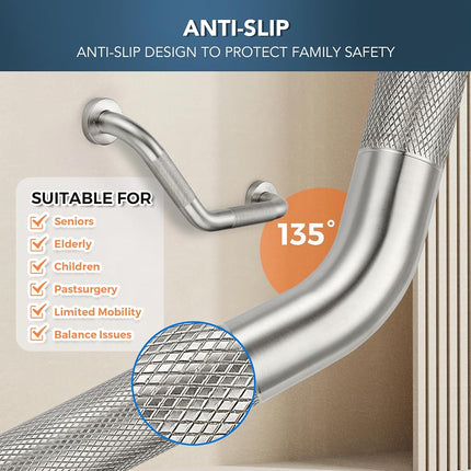 Grab Bars for Shower, 2 Pack, 16 Inch Angled Anti-Slip, Brushed Nickel