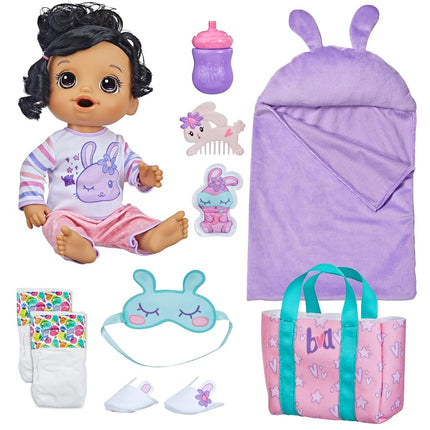 Baby Alive Bunny Sleepover Baby Doll, Bedtime-Themed 12-Inch Dolls, Sleeping Bag & Bunny-Themed Doll Accessories, Toys for 3 Year Old Girls and Boys and Up, Brown Hair (Amazon Exclusive)