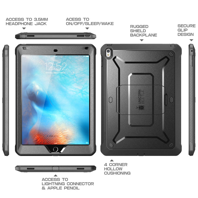SUPCASE Case Compatible with iPad Pro 9.7 inch 2016, [Unicorn Beetle PRO Series] Full-body Rugged Protective Case with Built-in Screen Protector (Black/Black)