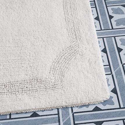Laura Ashley Bath Rug - Reversible Cotton Bath Mat | Premium Bathroom D�cor | Machine Washable Bathroom Rug |Highly Absorbent | Ivory, 17"x24"/20"x32" 2-Piece Set