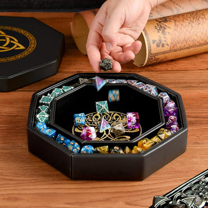 Premium Dice Tray for DND, Detailed World Tree & Triquetra Design – 23 CM