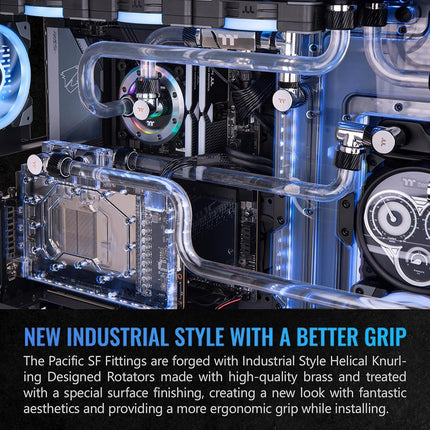 Thermaltake Adaptador Pacífico SF de 45 Grados Plateado/Negro/RLC DIY/Racores CL-W397-CU00SL-A