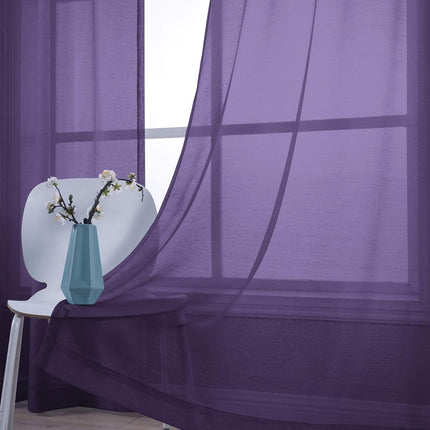 KOUFALL Purple Curtains 84 Inch Length for Girls Bedroom Set of 2 Panels Grommet Window Semi Voile Drapes Purple Sheer Curtains for Living Room Kids Decor Dark Royal Purple 52x84 Long