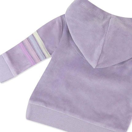 HonestBaby Velour Pullover Hoodie and Zip Front Sweatshirt and Jogger Sweatpants Set Baby, Toddler, Boys, Girls, Unisex, Lavender with Stripe, 5T, Lavender with Stripe, 5T