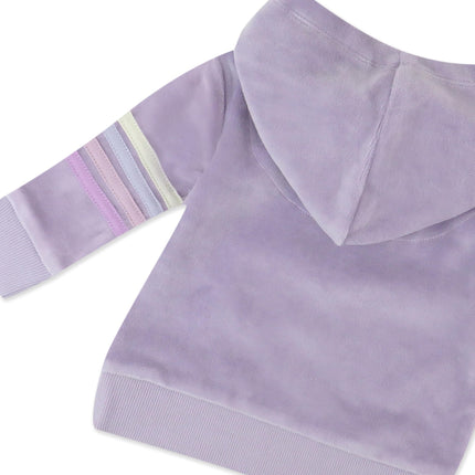 HonestBaby Velour Pullover Hoodie and Zip Front Sweatshirt and Jogger Sweatpants Set Baby, Toddler, Boys, Girls, Unisex, Lavender with Stripe, 5T, Lavender with Stripe, 5T