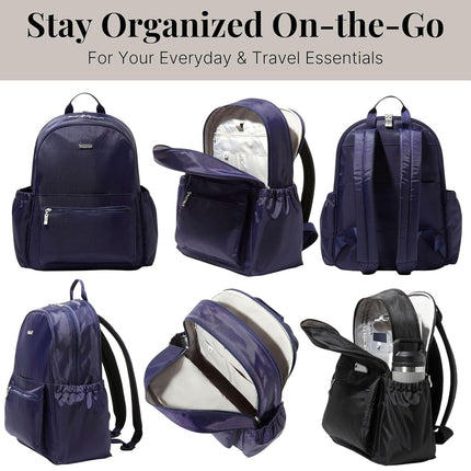 Baggallini Women's Essential Laptop Backpack, Cadet Navy, One Size