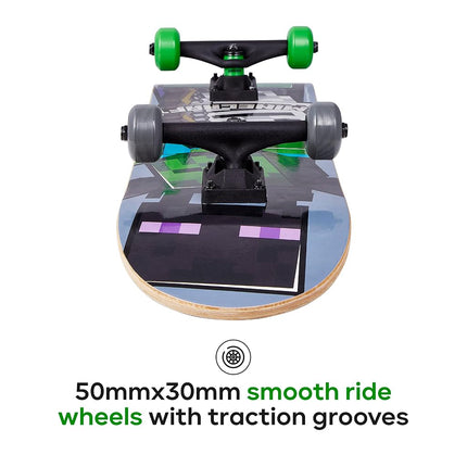 Sakar Mob 31 inch Skateboard, 9-ply Maple Deck Skate Board for Cruising, Carving, Tricks and Downhill