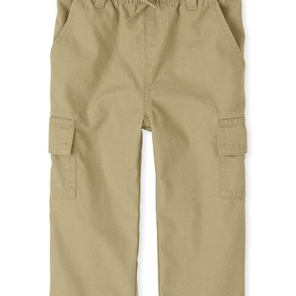 The Children's Place Baby Boys' and Toddler Pull on Slim Cargo Pants, Flax Single, 18-24 Months