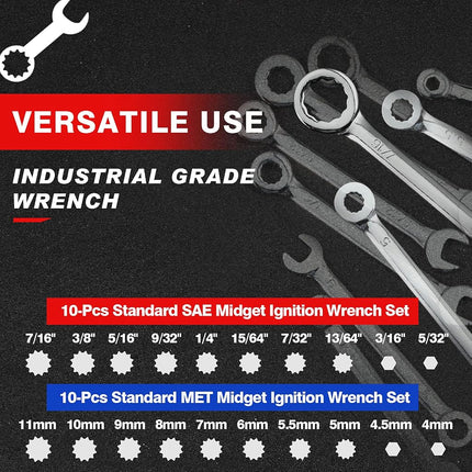 SPEEDWOX Mini Wrench Set Metric SAE Ignition Wrench Set Open End and Box End Standard Combination Wrench Spanner for Assembling Furniture Small Equipment Auto