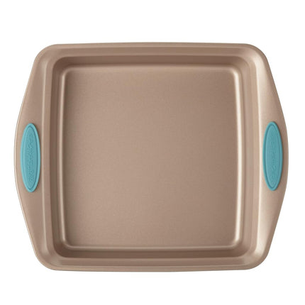Rachael Ray 46681 Cucina - Molde antiadherente para hornear/Molde antiadherente para pasteles, cuadrado - 9 pulgadas, marrón