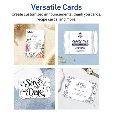 Avery Printable Rectangle Cards, Flourished Edges, Sure Feed Technology, 6" x 9", Matte White Cardstock, Print-to-the-Edge, Laser/Inkjet, 50 Total, Great for Postcards and Thank You Cards