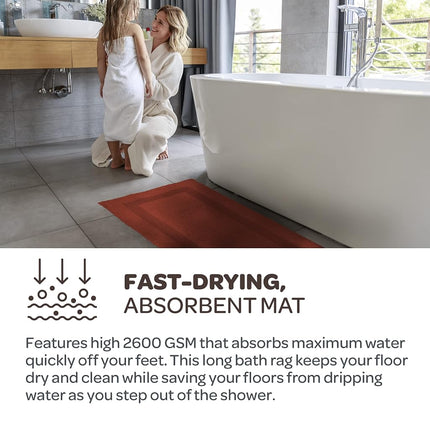 Bedford Home 100% Cotton Reversible Long Bath Rug - Brick - 24x60