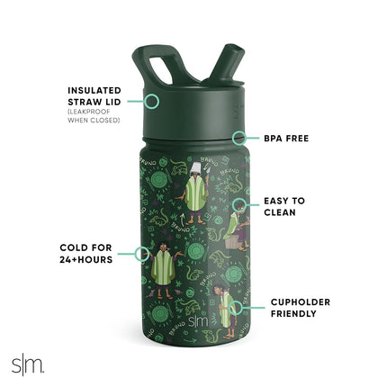 Simple Modern Encanto Bruno Kids Water Bottle with Straw Lid | Insulated Stainless Steel Reusable Tumbler Gifts for School, Toddlers, Girls, Boys | Summit Collection | 14oz, Encanto Oh, Bruno