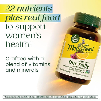MegaFood Women's One Daily Multivitamin - For Immune Support, Energy Metabolism & Bone Health - Non-GMO, Vegetarian, Gluten-Free - 30 Tablets (30 Servings)