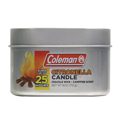 Coleman Campfire Scented Citronella Candle with Wooden Crackle Wick, Campfire Fragrance, 25-Hour Burn Time, Nostalgic Tin for Outdoor Ambiance