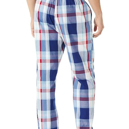 Nautica Men's Soft Woven 100% Cotton Elastic Waistband Sleep Pajama Pant Bottoms, Sailboat Blue, L