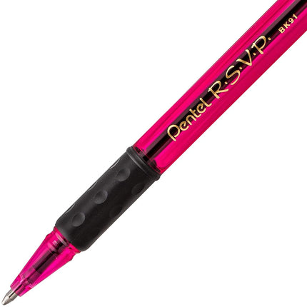 Pentel Pink BCA R.S.V.P. Razzle-Dazzle, 1.0mm, Medium Line, Black Ink, (BK91RDBP5P) by Pentel