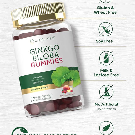 Carlyle Ginkgo Biloba | 70 Gummies | 45:1 Leaf Extract