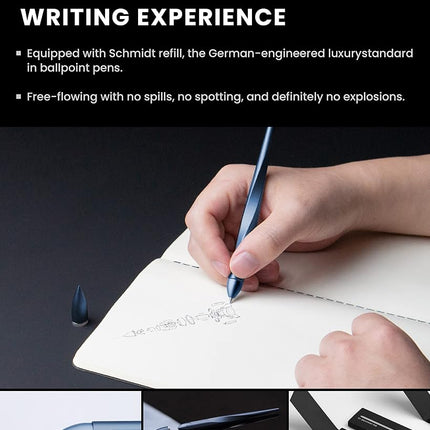 novium Hoverpen Interstellar Edition - Futuristic Luxury Pen Made With Aerospace Alloys, Unique Aesthetic, Free Spinning Executive Pen, Birthday Gifts for Men & Women (Neptune Blue, Basic)