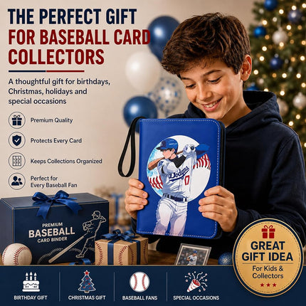 HBK Baseball Card Binder 900 Pockets, PU Leather with 50 Sleeves