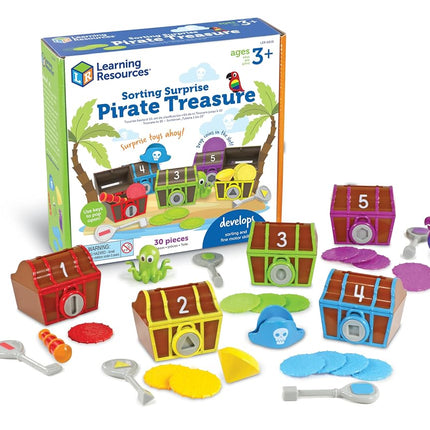 Learning Resources Sorting Surprise Pirate Treasure, Ages 3+, Colour Sorting Toy, Unlock Fine Motor Skills & Matching Fun, Gifts For Kids