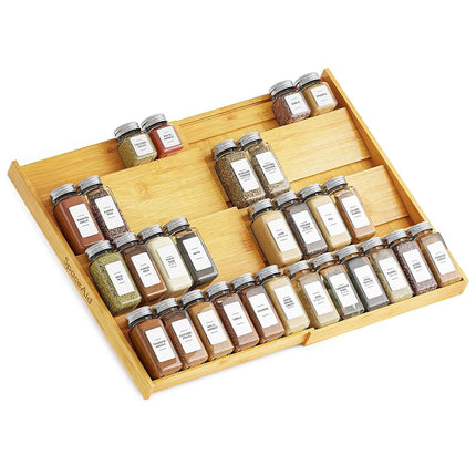 SpaceAid Bamboo Spice Drawer Organizer, (Need 3" D