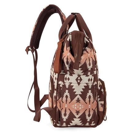 Wrangler Aztec Backpack Organized Daypack Travel Baby Bag with Stroller Strap and Side Bottle Pockets, Angel Brown, Daypack Backpacks WG-BG-2204-9110-BR