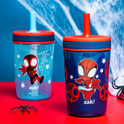 Zak Designs Marvel Spider-Man Kelso 15oz Leak-Proof Toddler Cups, 2-Pack