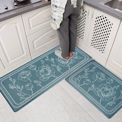 Kitchen Floor Mat Set of 2, Anti Fatigue Kitchen Mat 17"x47"+17"x29"