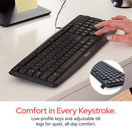 Verbatim Slimline Wired Keyboard USB Plug-and-Play Numeric Keypad Adjustable Tilt Legs Corded Full-Size Computer Keyboard Compatible with PC, Laptop - Frustration Free Packaging Black 99201