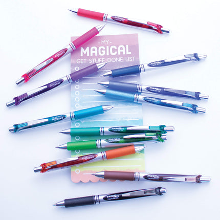 Pentel EnerGel Pearl Deluxe Retractable Liquid Gel Ink Pens, 0.7mm Point, Pink Ink. (Box of 12)