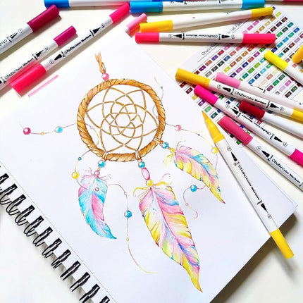 Ohuhu Colouring Pens 160 Fineliner & Brush Water-Based for Art Colouring