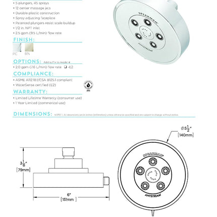Speakman S-3010-ORB Neo Anystream Multi-Function Adjustable High Pressure Shower Head, 2.5 GPM, Oil-Rubbed Bronze