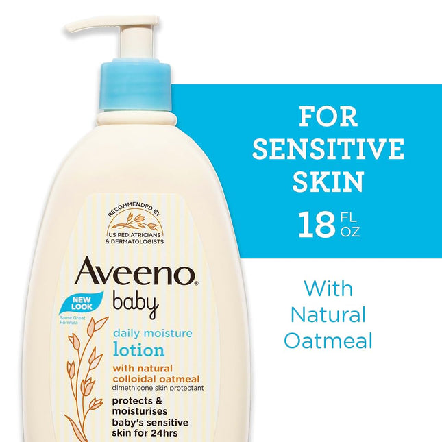 Aveeno Baby Daily Moisture Body Lotion, Fragrance-Free, 18 fl oz, 2 Pack