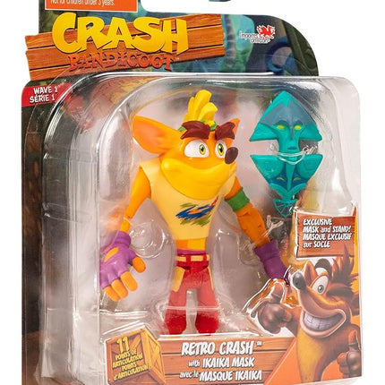 Crash Bandicoot Action Figures Retro Crash With Mask | 11cm Retro Toy With Mask And Stand Accessories |Green,purple,red