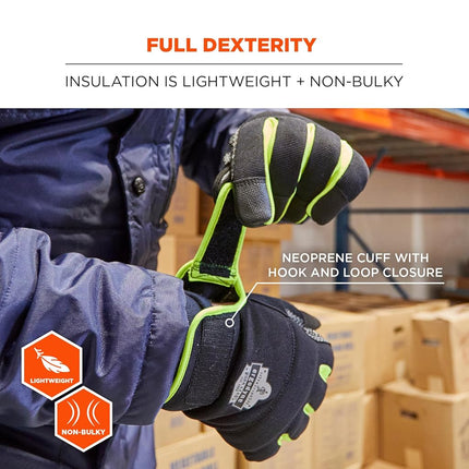 Ergodyne ProFlex 850 Insulated Freezer Gloves, Grip Palm, Touch Screen Capable, Cold Storage Work